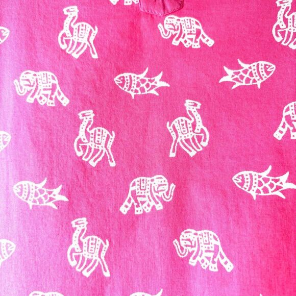 J.Jill lightweight pink & white elephant fish camel fun print notch neck tunic - Picture 3 of 11